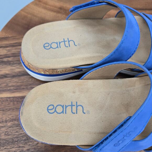 Earth Sandals Women's 6 M Blue Leather Adjustable Strap Open Toe Comfort Shoes - Picture 6 of 8